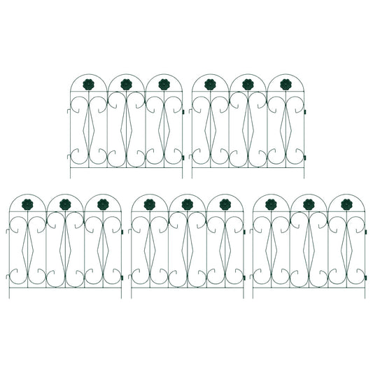 Garden Fence 5 pcs Steel Green