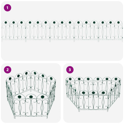 Garden Fence 5 pcs Green Steel