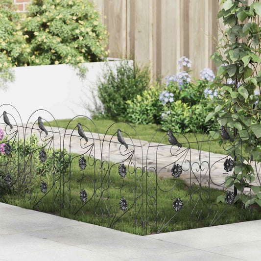 Garden Fence 5 pcs Steel Black