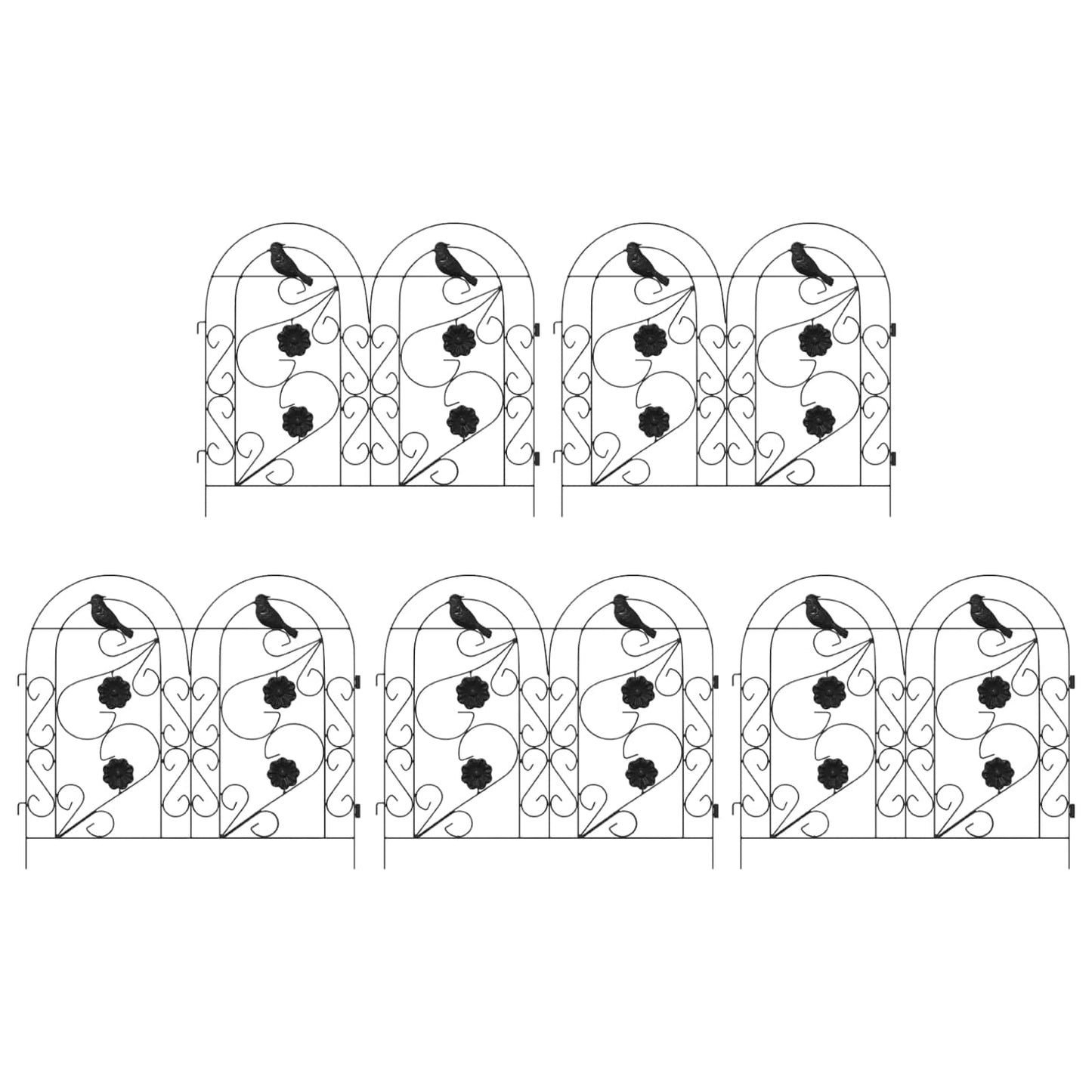 Garden Fence 5 pcs Black Steel