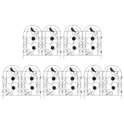 Garden Fence 5 pcs Black Steel