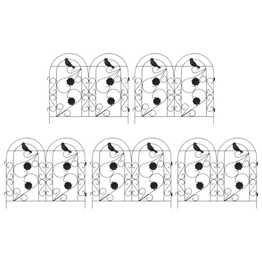 Garden Fence 5 pcs Steel Black