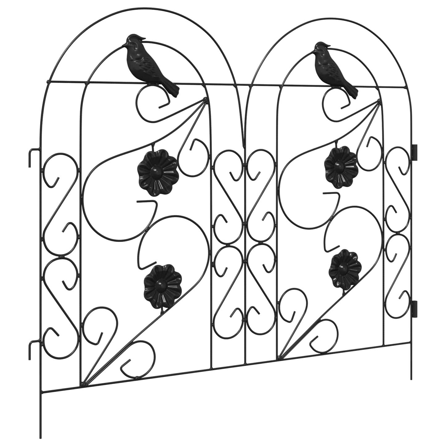 Garden Fence 5 pcs Black Steel