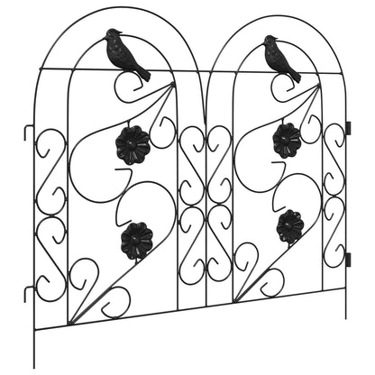 Garden Fence 5 pcs Black Steel