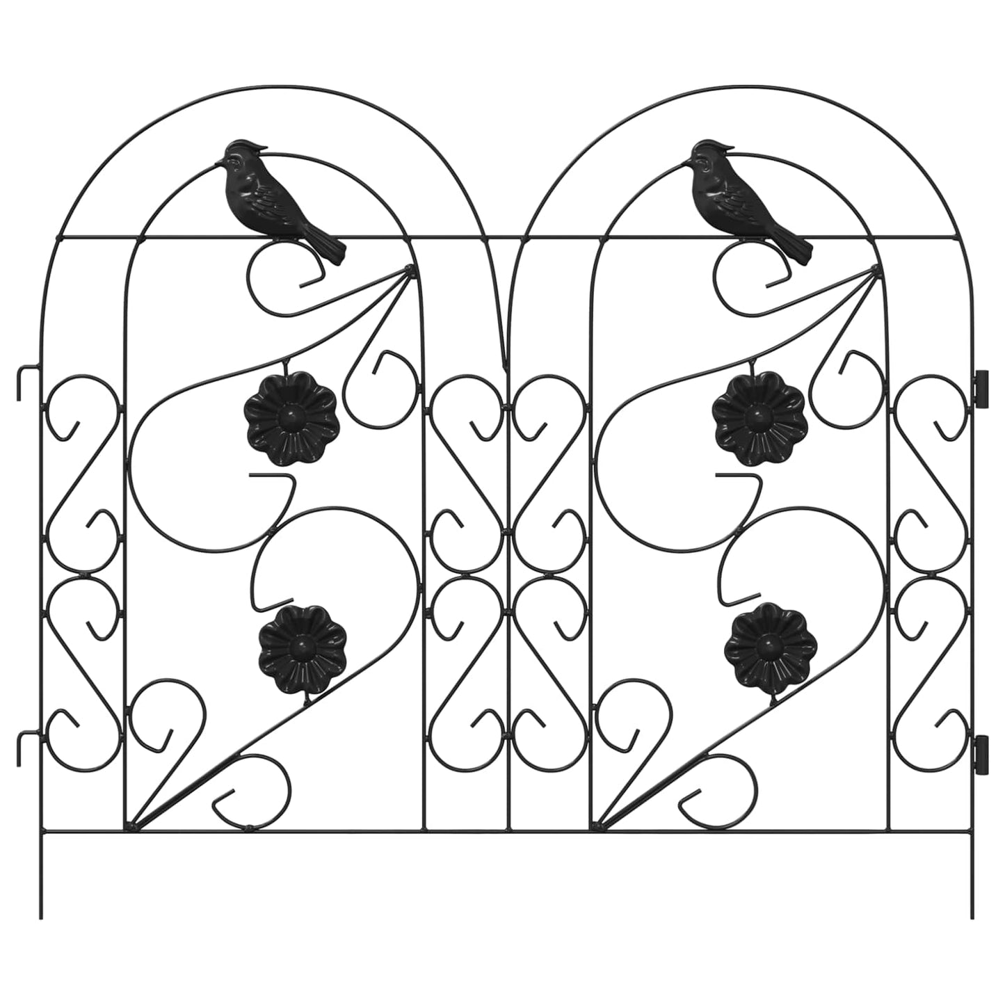 Garden Fence 5 pcs Black Steel