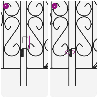 Garden Fence 5 pcs Black Steel