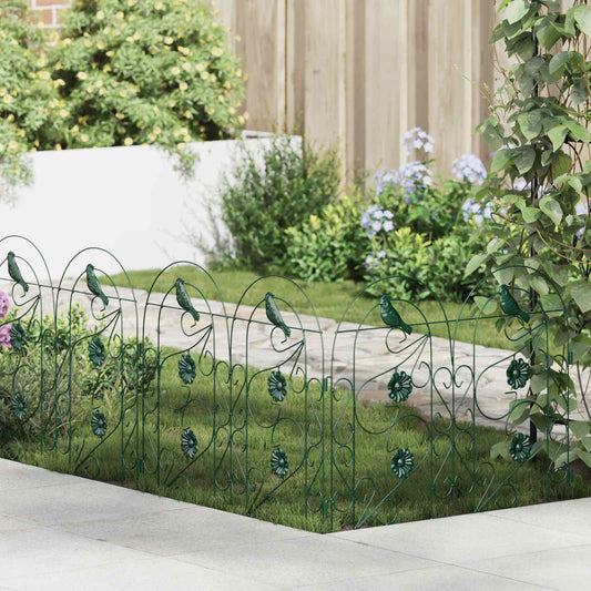 Garden Fence 5 pcs Steel Green