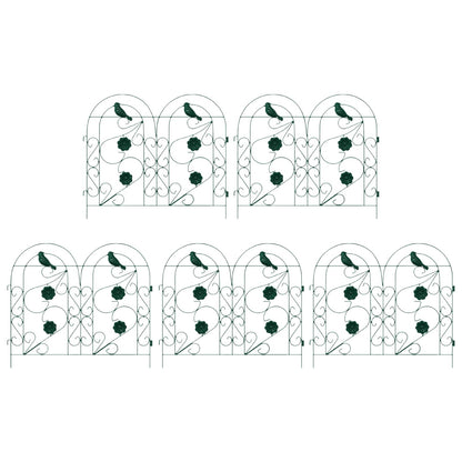Garden Fence 5 pcs Green Steel