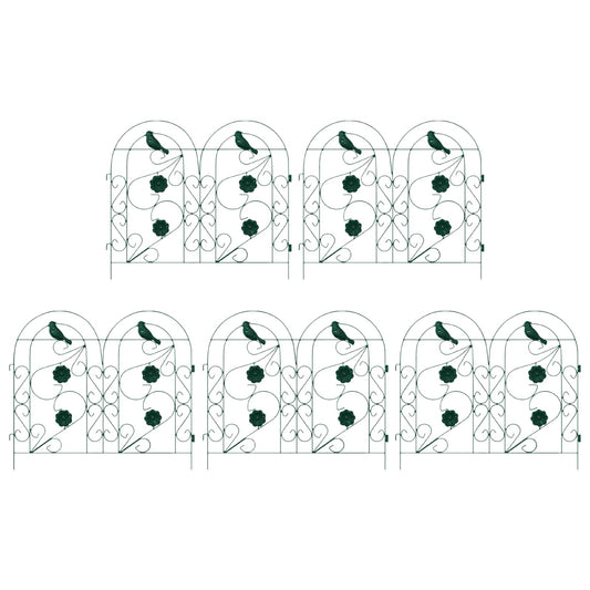 Garden Fence 5 pcs Steel Green