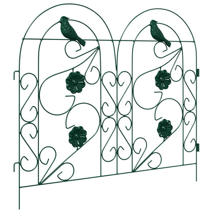 Garden Fence 5 pcs Green Steel