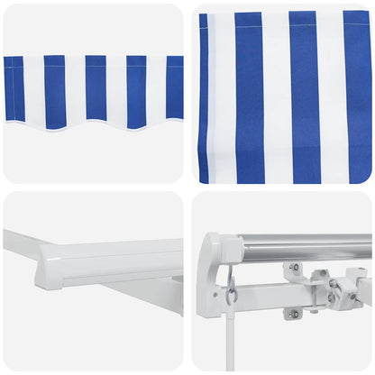Retractable Awning Manual Blue and White 500 x 300 cm
