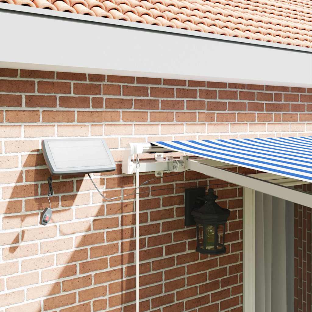 Retractable Awning Manual Blue and White 500 x 300 cm