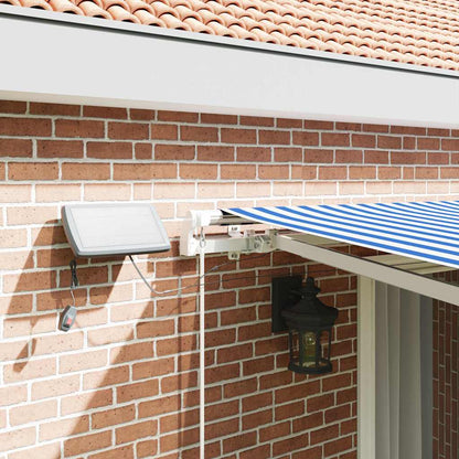 Retractable Awning Manual Blue and White 500 x 300 cm