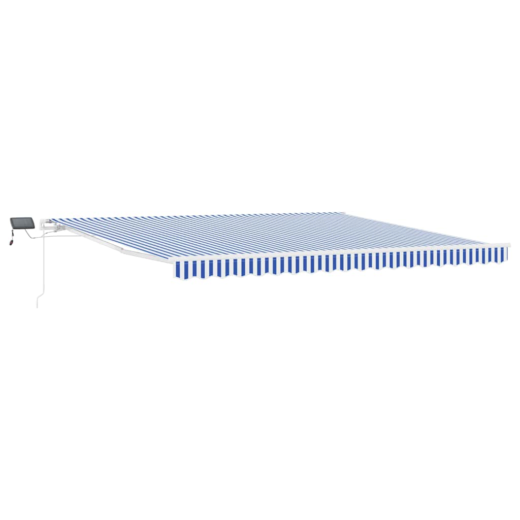 Retractable Awning Manual Blue and White 500 x 300 cm