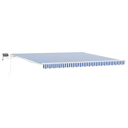 Retractable Awning Manual Blue and White 500 x 300 cm
