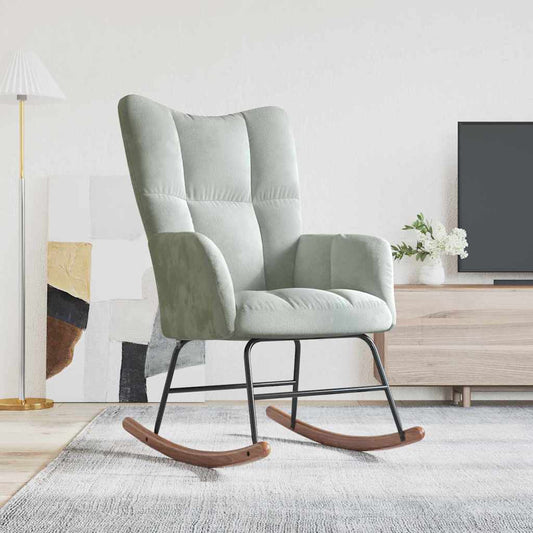 Rocking Chair Light Grey 78 x 61 x 98 cm Velvet