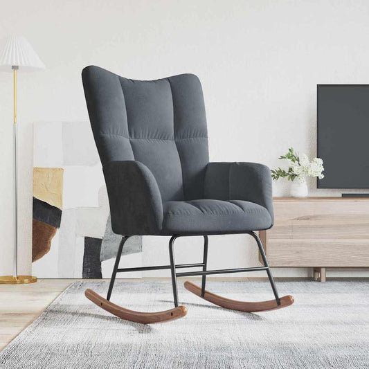 Rocking Chair Dark Grey 78 x 61 x 98 cm Velvet