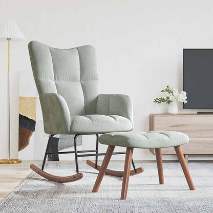 Rocking Chair with Footstool Light Grey 78 x 61 x 98 cm Velvet