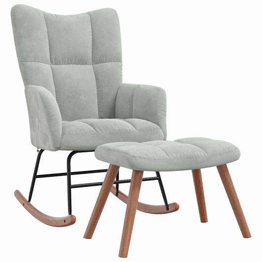 Rocking Chair with Footstool Light Grey 78 x 61 x 98 cm Velvet