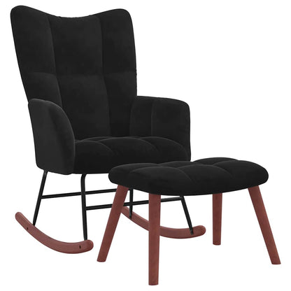 Rocking Chair with Footstool 2 pcs Black Velvet