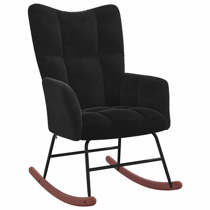 Rocking Chair with Footstool 2 pcs Black Velvet