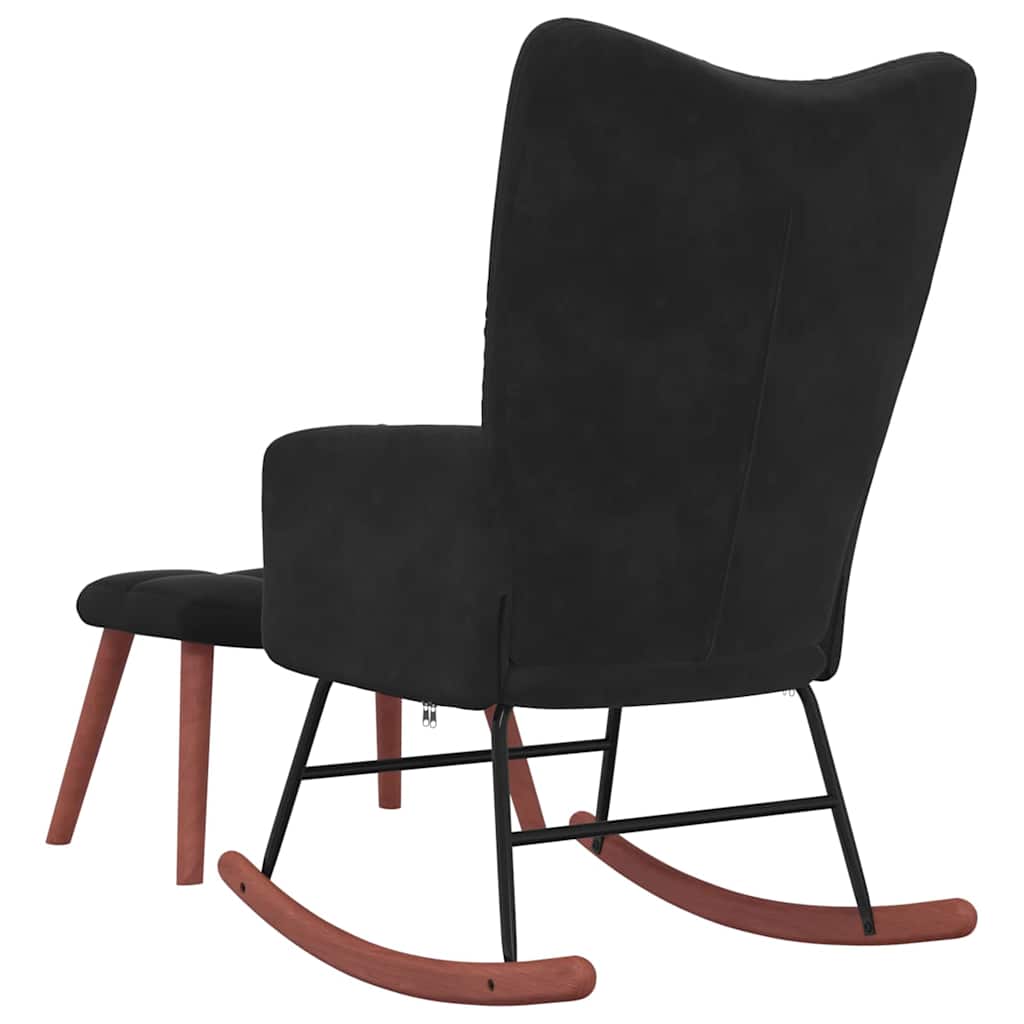 Rocking Chair with Footstool 2 pcs Black Velvet