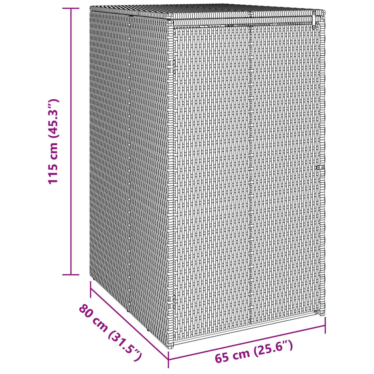 Box Garbage Bin Box Black 65 x 80 x 115 cm Polyethylene