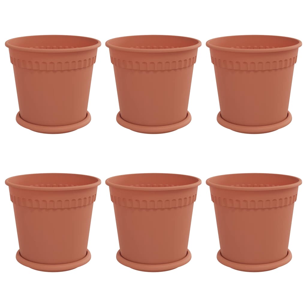 Plant Pots 6 pcs Brick Red Ø 19 x 16 cm Plastic