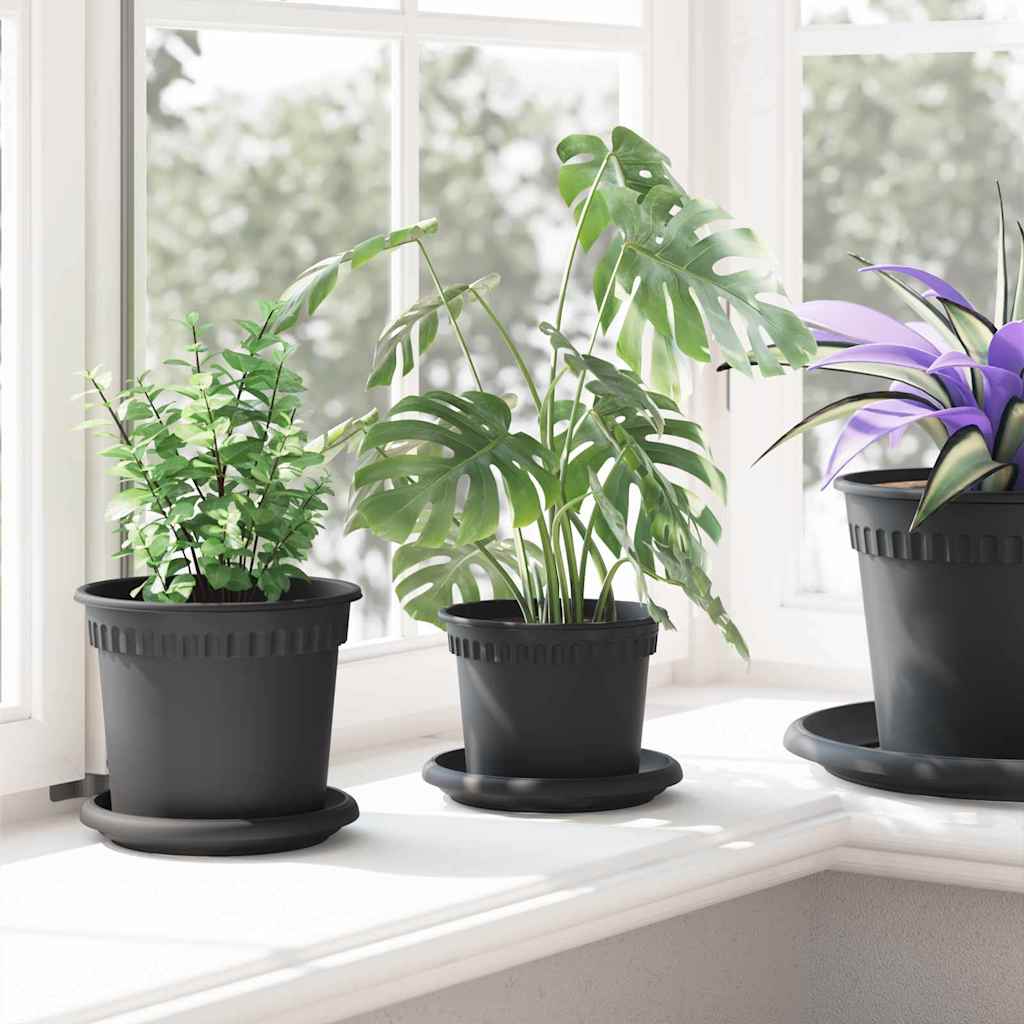 Plant Pots 6 pcs Black Ø 12.5 x 10 cm Plastic