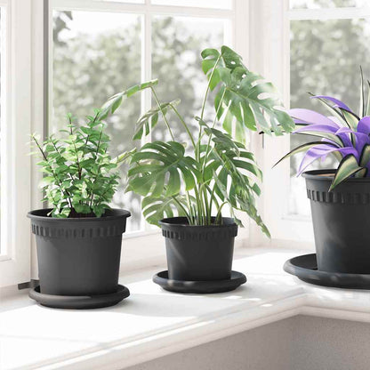 Plant Pots 6 pcs Black Ø 12.5 x 10 cm Plastic