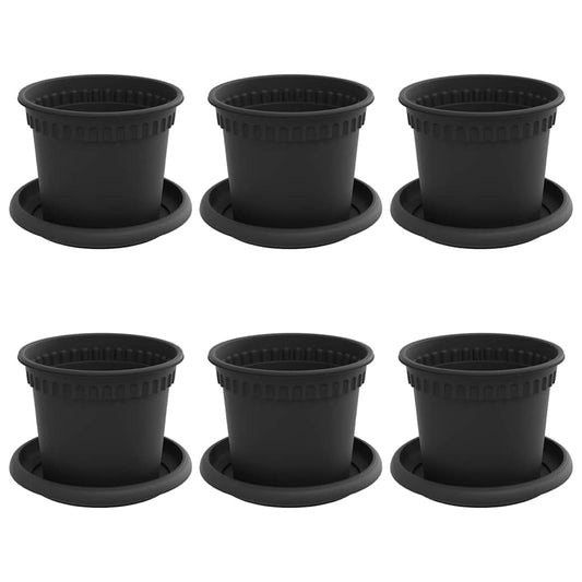 Plant Pots 6 pcs Black Plastic
