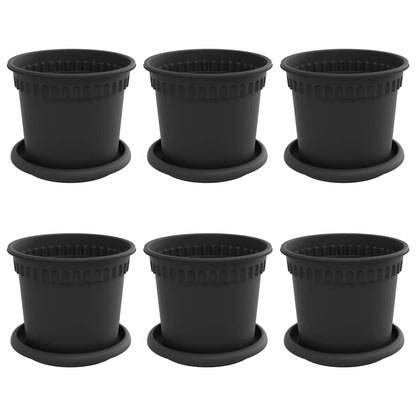 Plant Pots 6 pcs Black Ø 15 x 12 cm Plastic