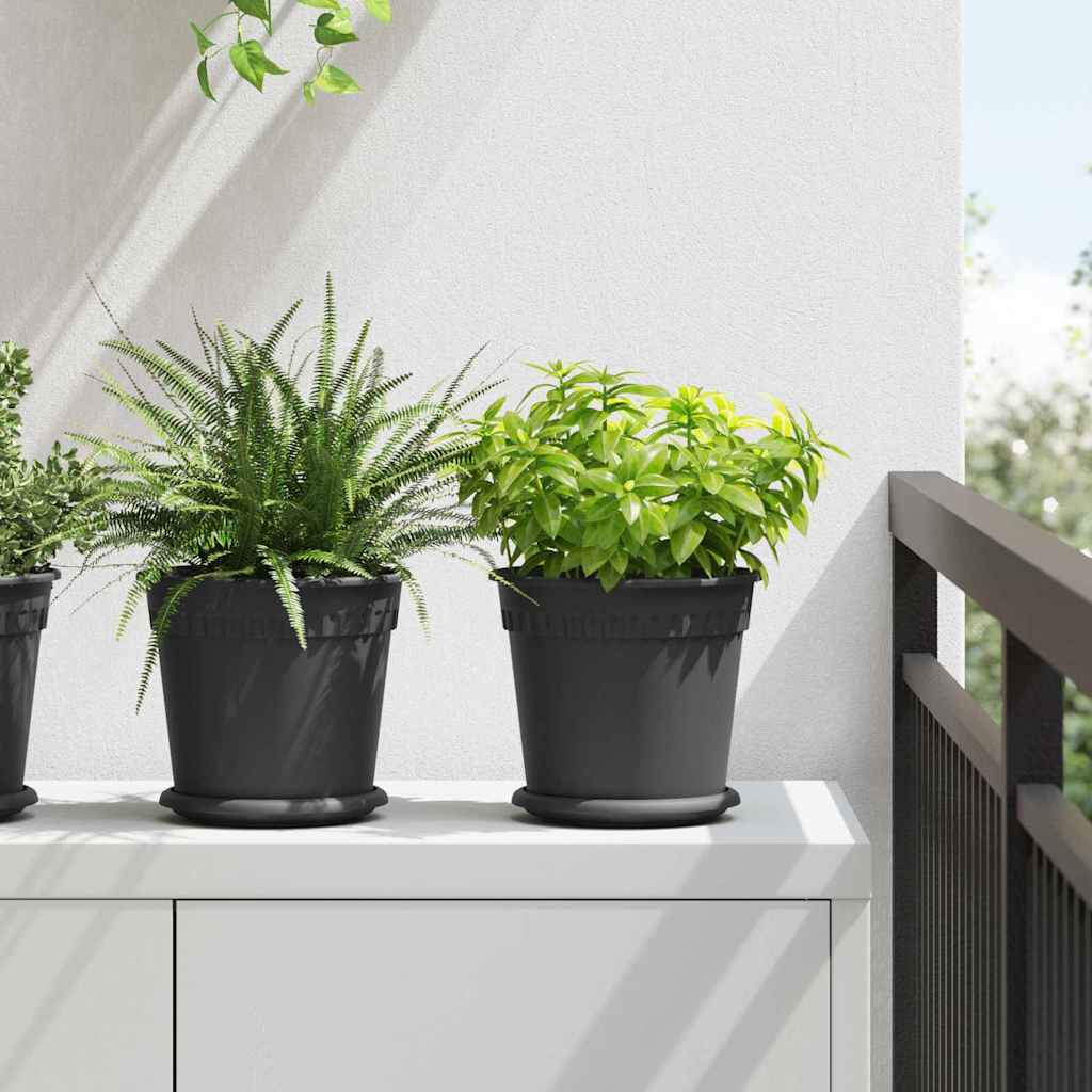 Plant Pots 6 pcs Black Ø 19 x 16 cm Plastic