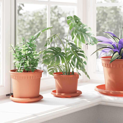 Plant Pots 24 pcs Brick Red Ø 12.5 x 10 cm Plastic
