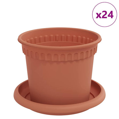 Plant Pots 24 pcs Brick Red Ø 12.5 x 10 cm Plastic