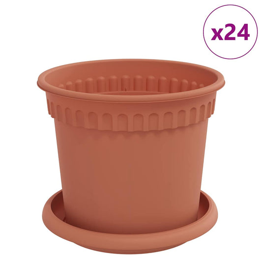 Plant Pots 24 pcs Brick Red Plastic