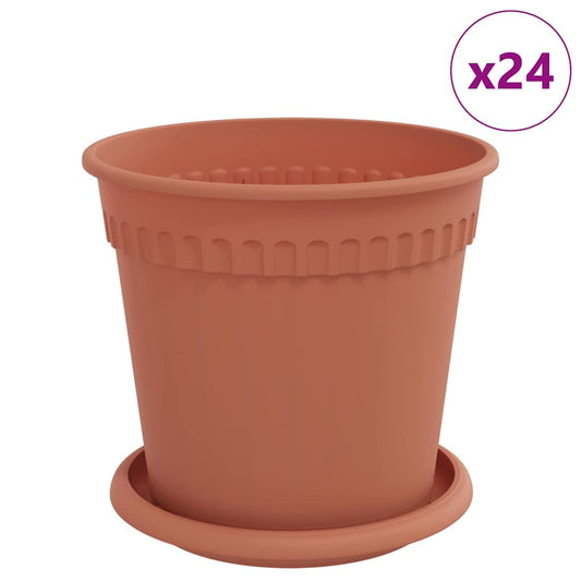 Plant Pots 24 pcs Brick Red Plastic