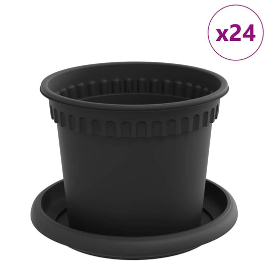 Plant Pots 24 pcs Black Plastic