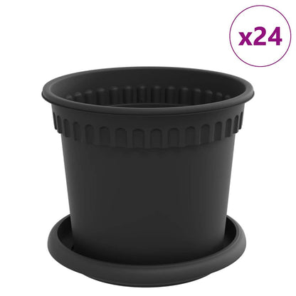 Plant Pots 24 pcs Black Ø 15 x 12 cm Plastic
