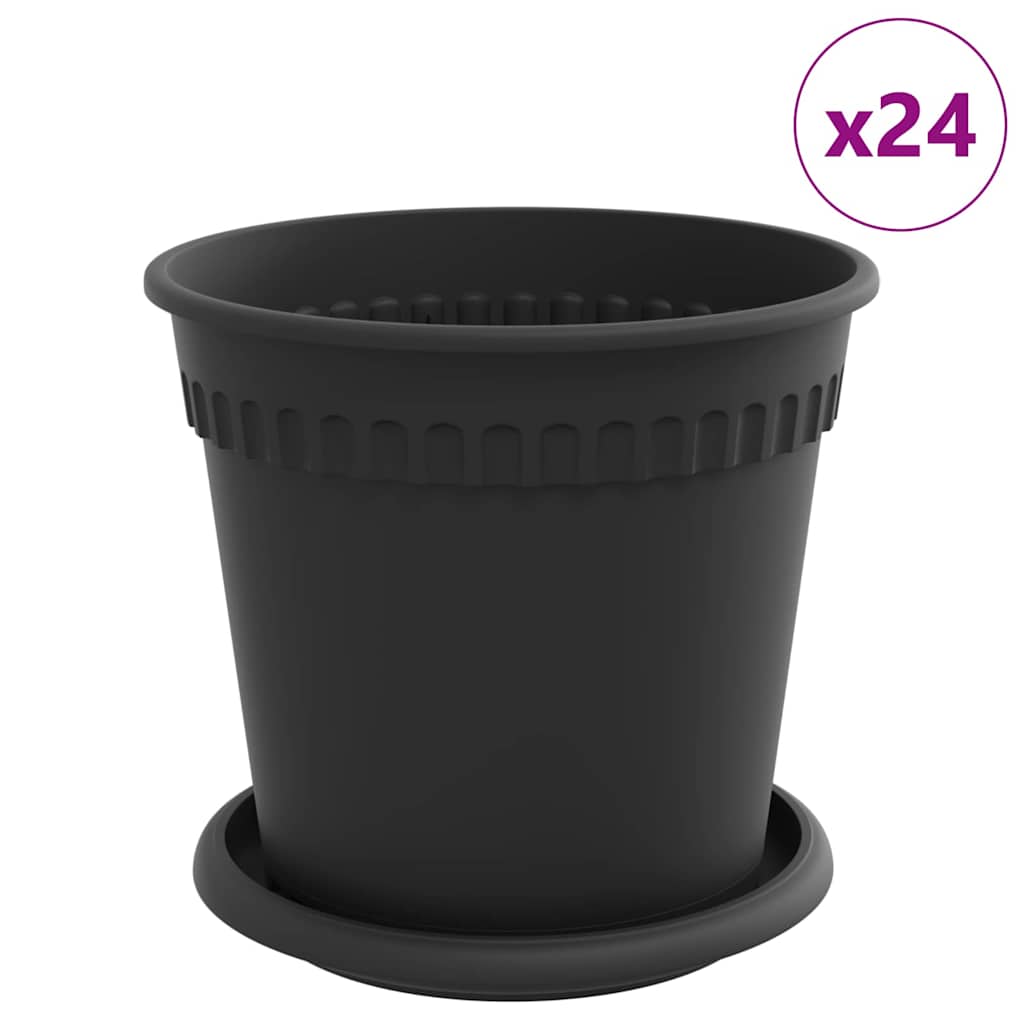 Plant Pots 24 pcs Black Ø 17 x 14 cm Plastic