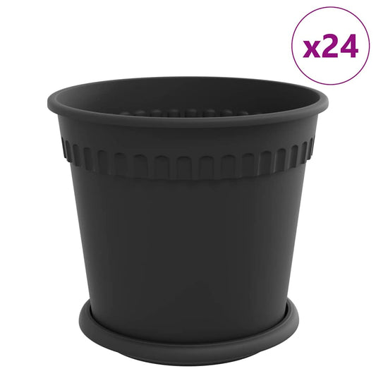 Plant Pots 24 pcs Black Plastic
