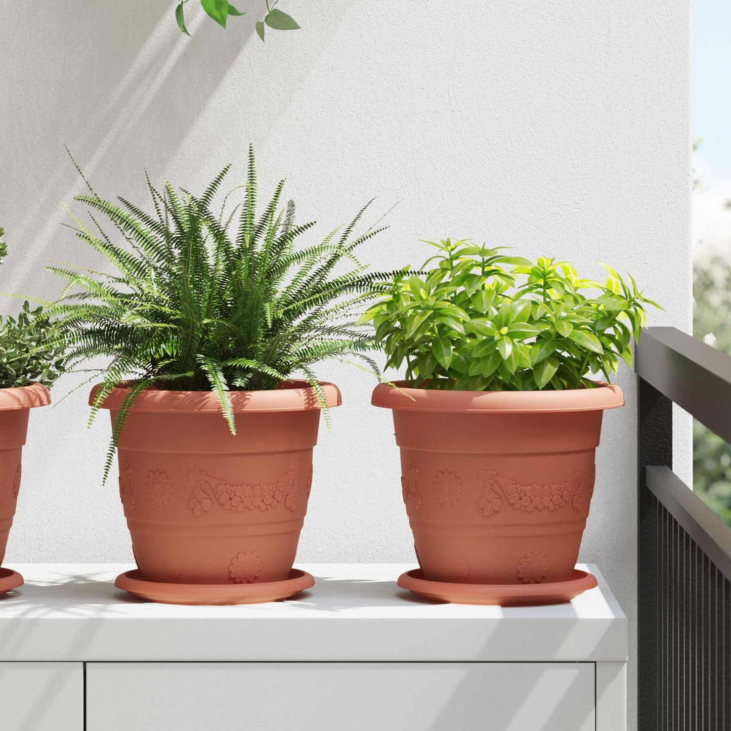 Plant Pots 6 pcs Brick Red Ø 22 x 18 cm Plastic