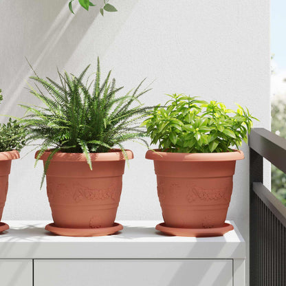Plant Pots 6 pcs Brick Red Ø 22 x 18 cm Plastic