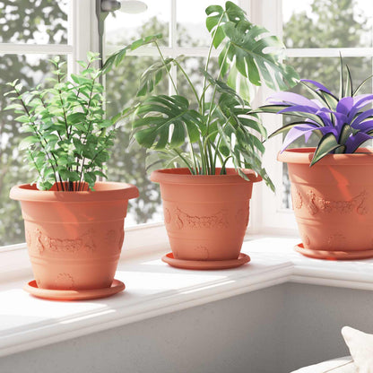 Plant Pots 6 pcs Brick Red Ø 22 x 18 cm Plastic
