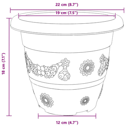 Plant Pots 6 pcs Brick Red Ø 22 x 18 cm Plastic