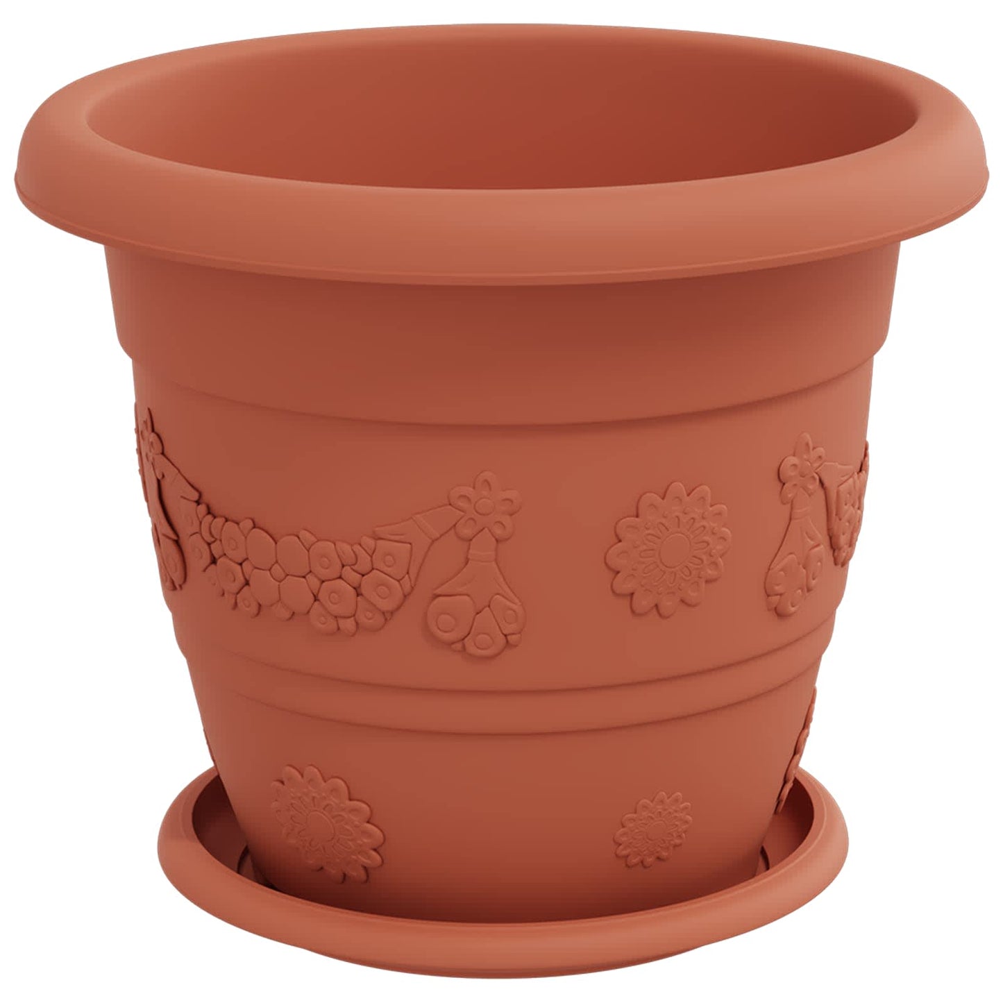 Plant Pots 6 pcs Brick Red Ø 26 x 21.5 cm Plastic
