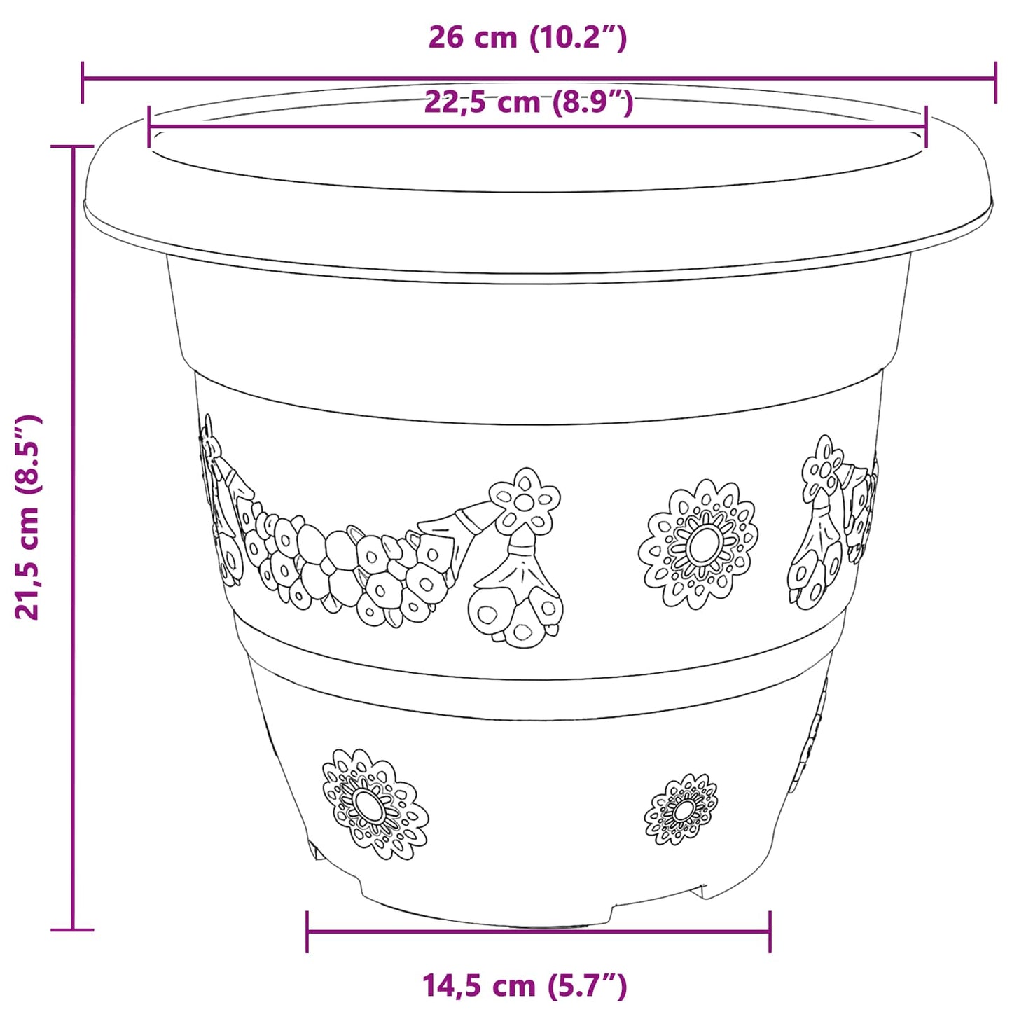 Plant Pots 6 pcs Brick Red Ø 26 x 21.5 cm Plastic
