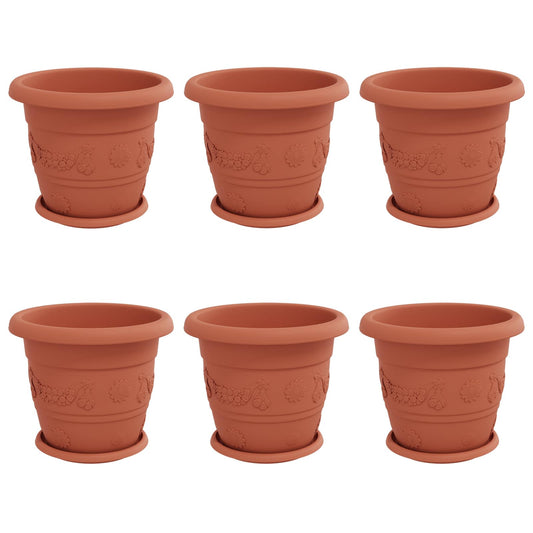 Plant Pots 6 pcs Brick Red Ø 30 x 25 cm Plastic