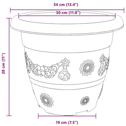 Plant Pots 6 pcs Brick Red Ø 34 x 28 cm Plastic