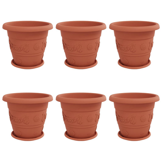 Plant Pots 6 pcs Brick Red Ø 39 x 32 cm Plastic